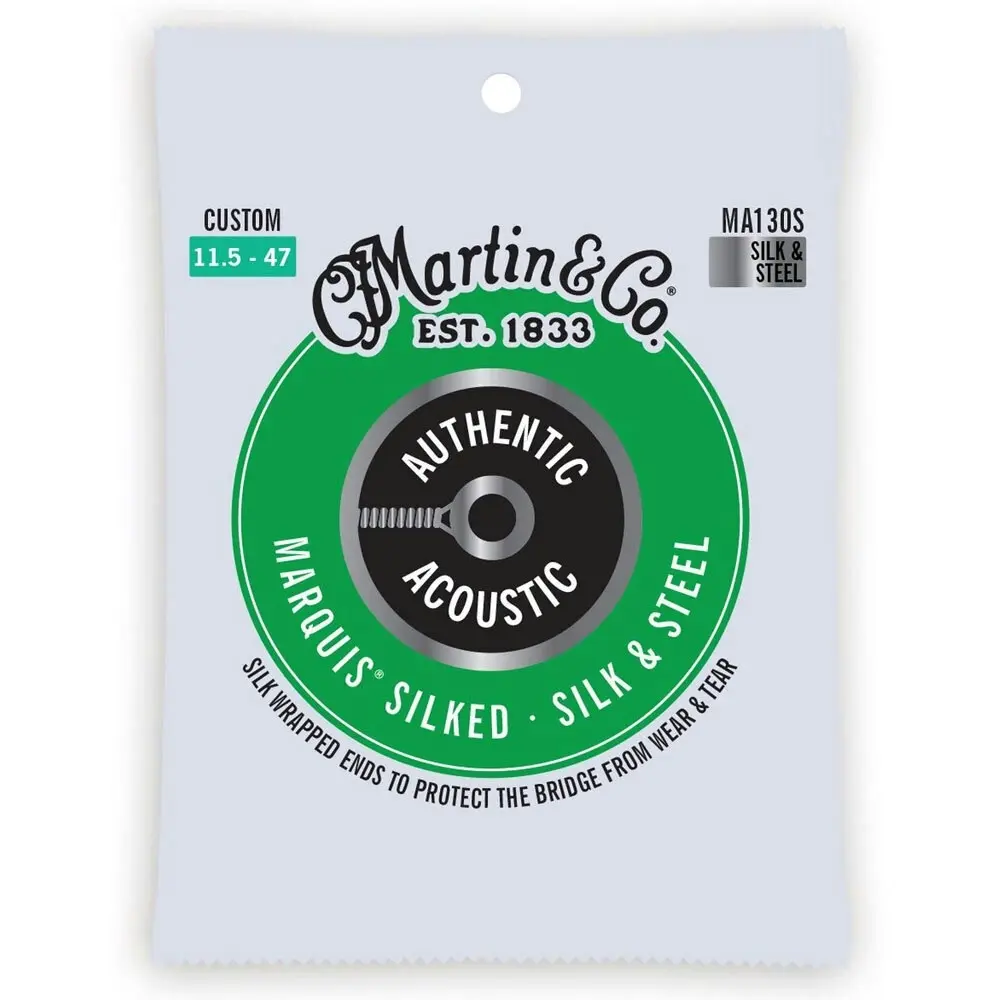 3x Martin Guitar Authentic Acoustic Marquis Silked Strings Steel MA130S Custom