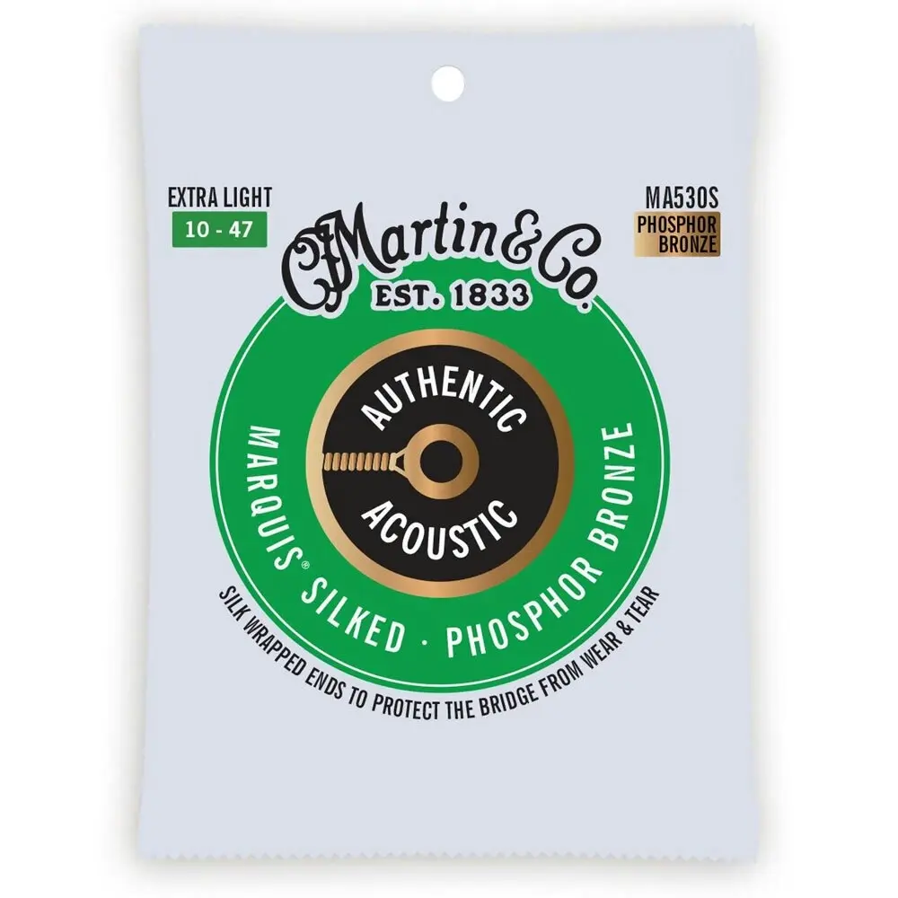 3x Martin Guitar Silked Strings 92/8 Phosphor Bronze MA530S Extra Light