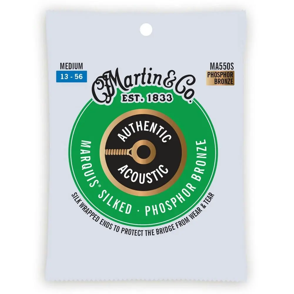 3x Martin Guitar Authentic Silked String 92/8 Phosphor Bronze MA550S Medium