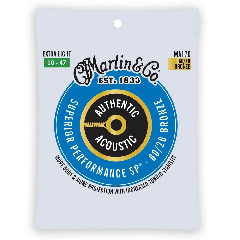 3x Martin Guitar Authentic Acoustic Strings 80/20 Bronze MA170 Extra Light Gauge