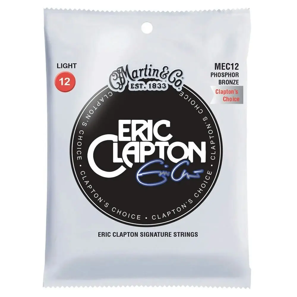 3x Martin Guitar Clapton's Choice Strings 92/8 Phosphor Bronze MEC12 Light Gauge