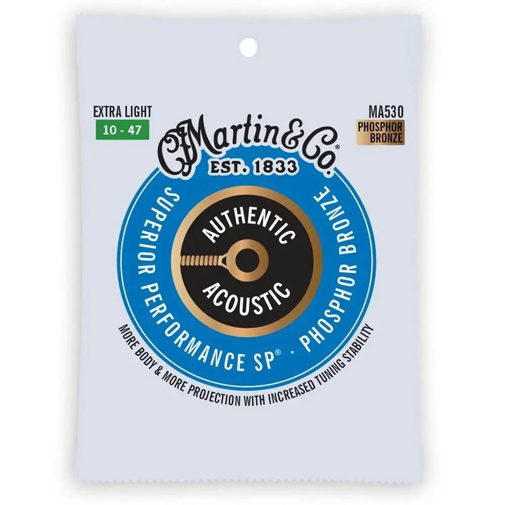 3x Martin Guitar Authentic Strings 92/8 Phosphor Bronze MA530 Extra Light