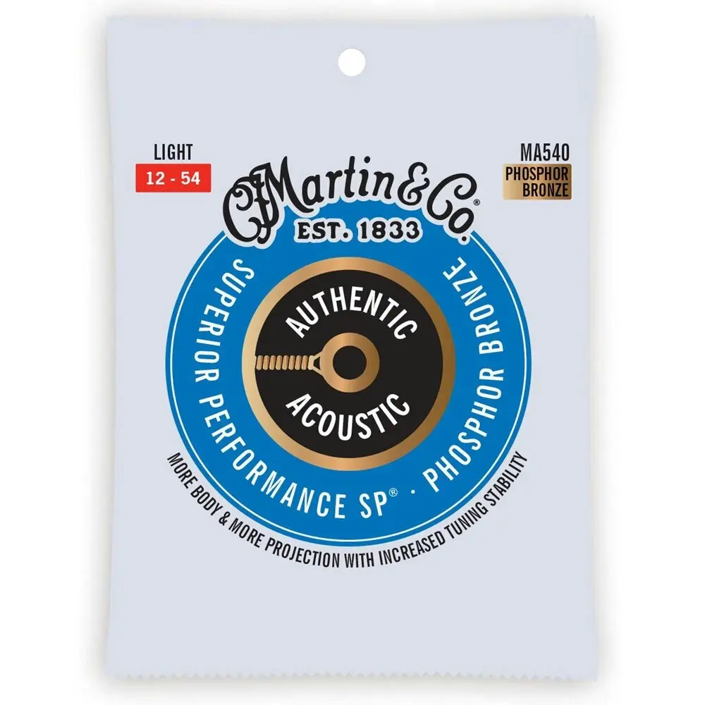 3x Martin Guitar Authentic Instrument String 92/8 Phosphor Bronze MA540 Light