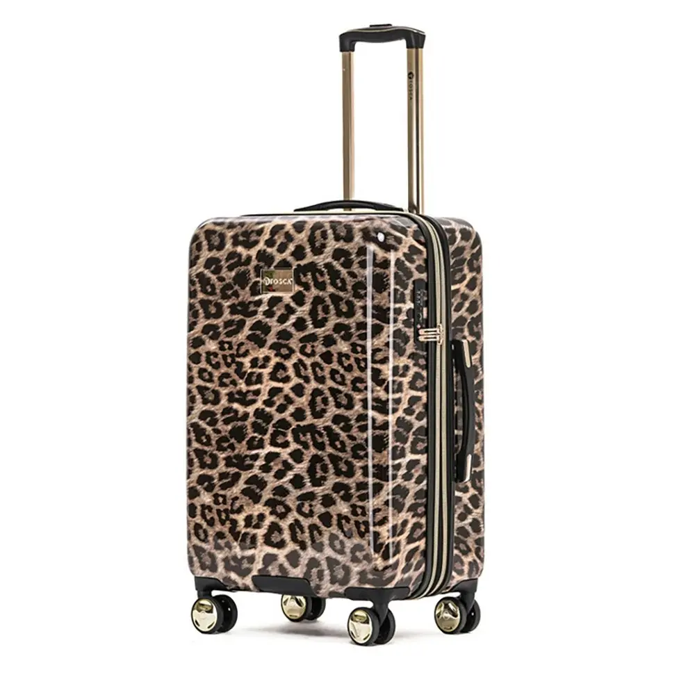 2pc Tosca Leopard 25"/29" Checked Trolley Luggage Travel Suitcase Medium/Large