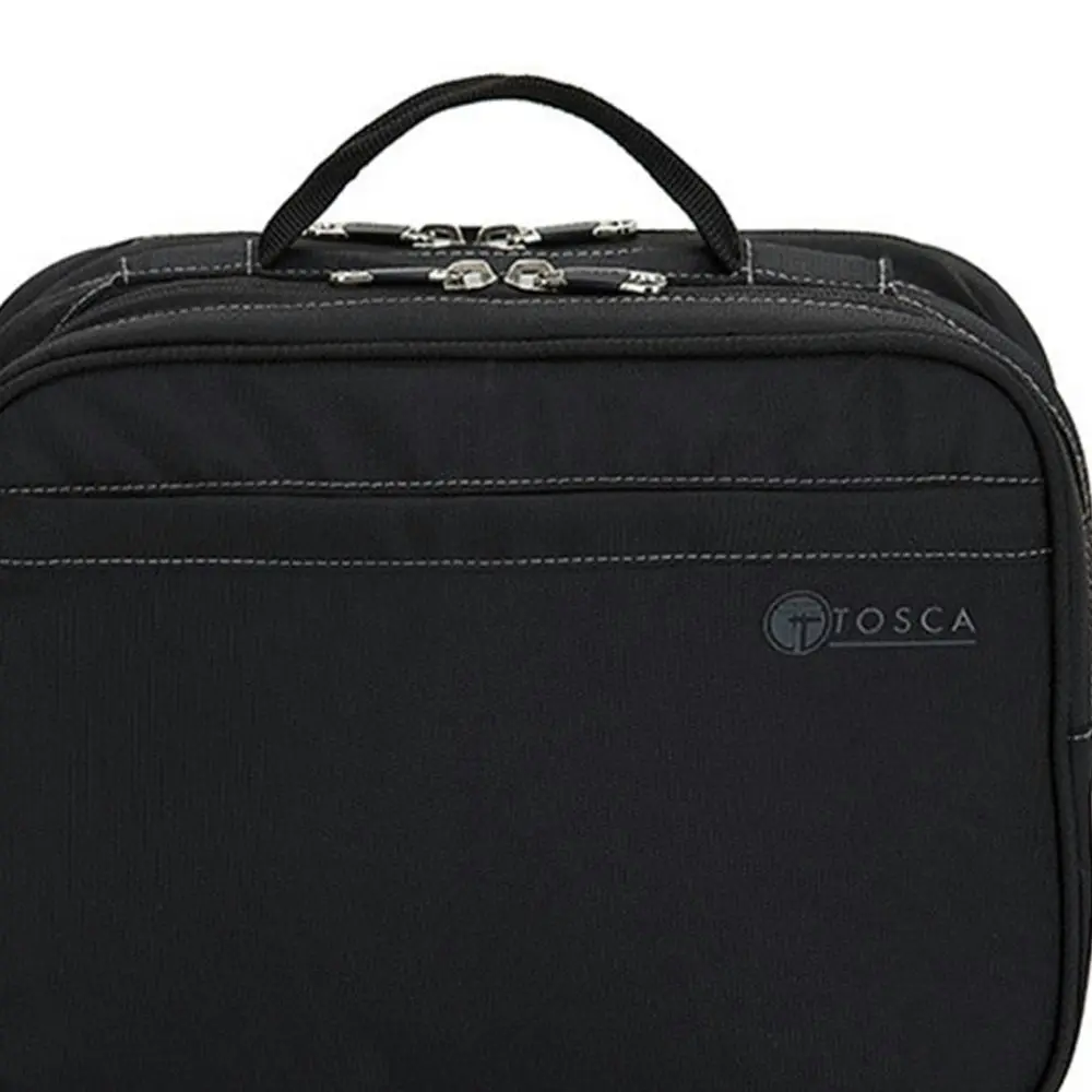 Tosca 13"/33cm Deluxe Trifold Toiletry Travel Bathroom Organiser Bag - Black