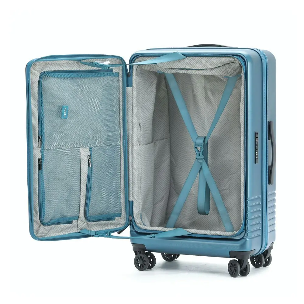 Tosca Horizon Front Lid Opening Trolley Suitcase 20" Small - Blue Sapphire