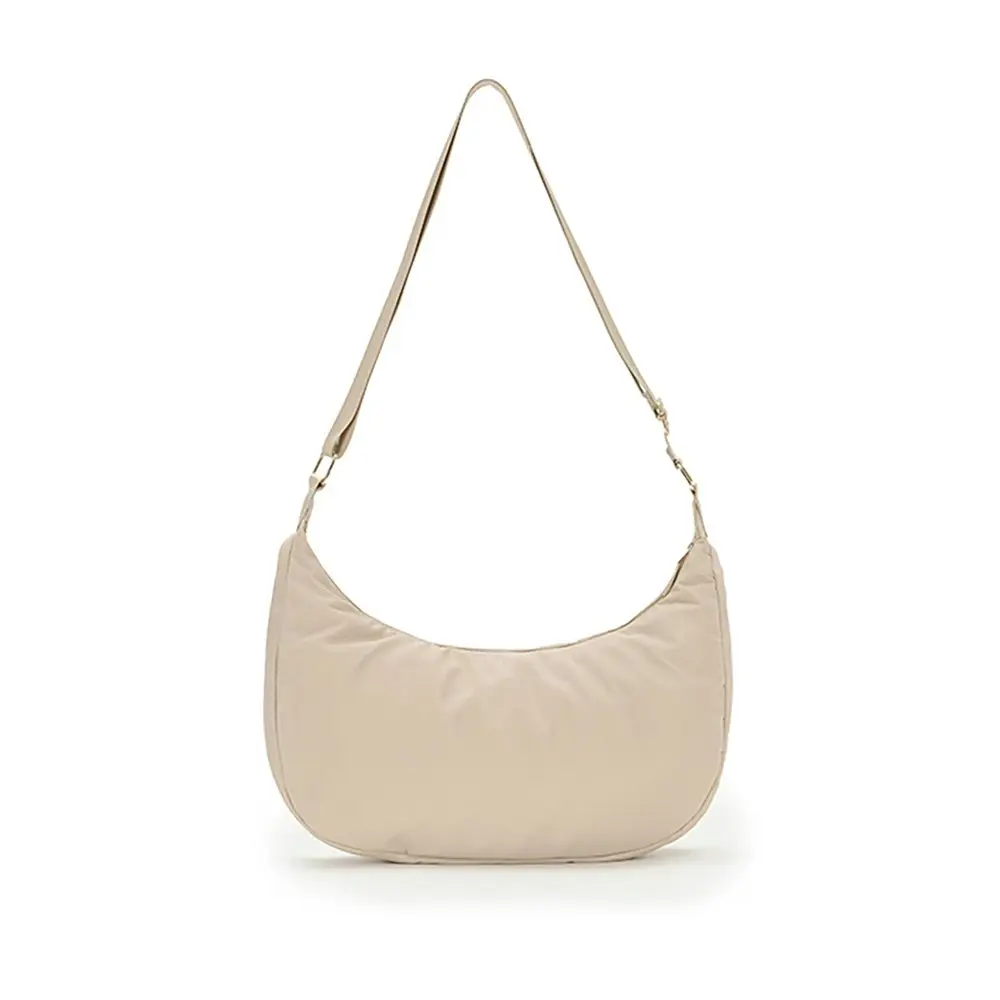 Tosca Everyday Nylon Hobo Shoulder Compact Crescent Purse Handbag Beige