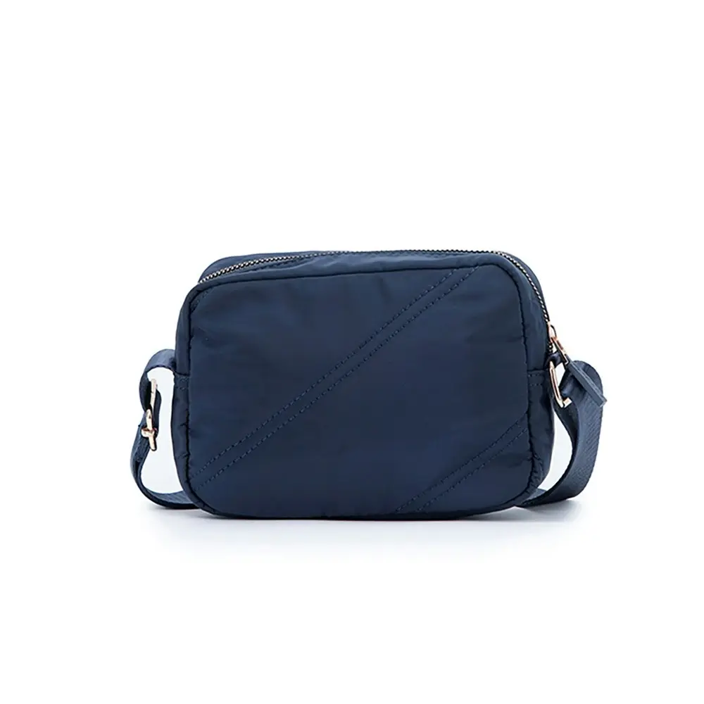 Tosca Vegan Compact Minimalist Shoulder Bag Navy Stitch w/Adjustable Strap