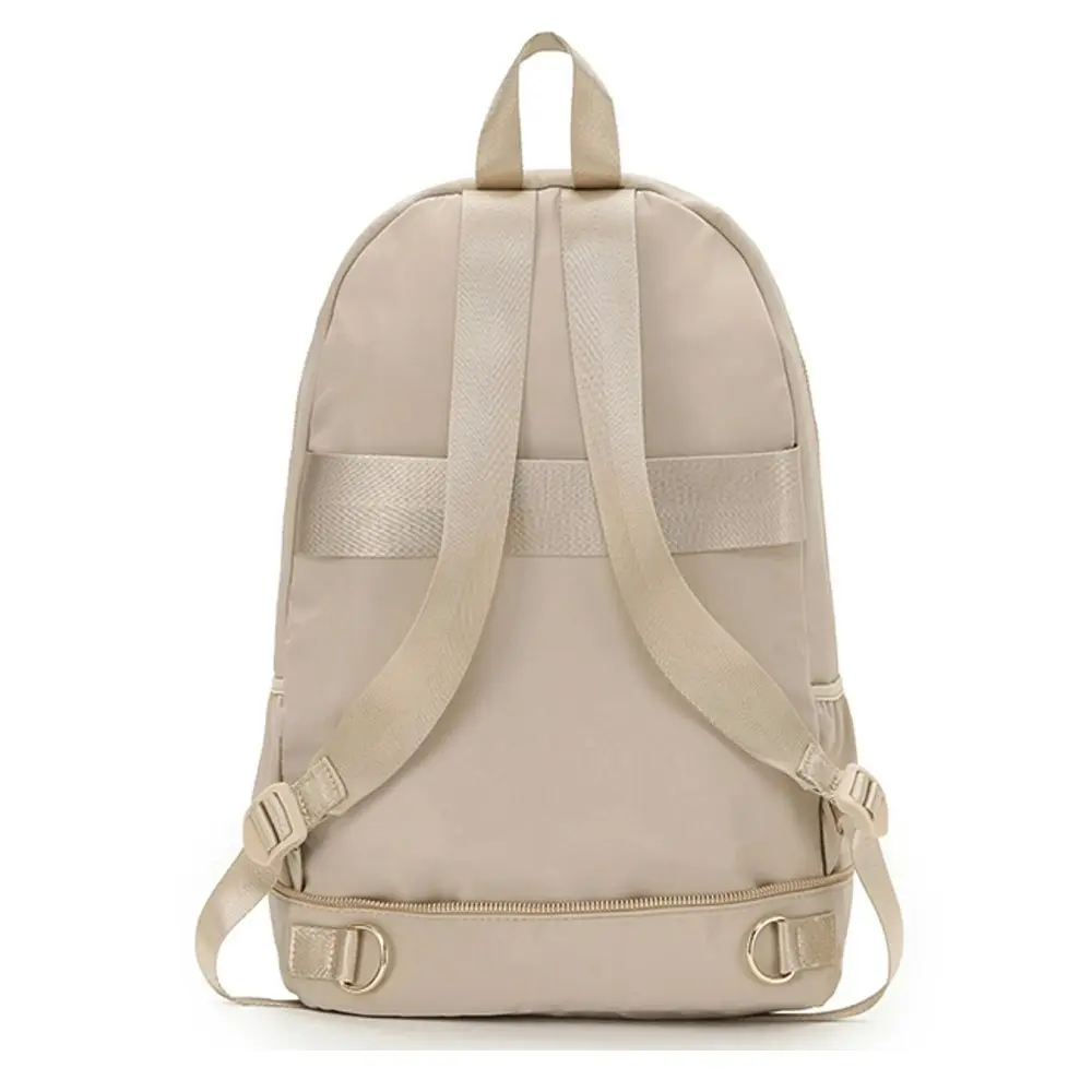 Tosca Ladies Zip/Fold Away Nylon Weekend Travel Backpack/Shoulder Beige