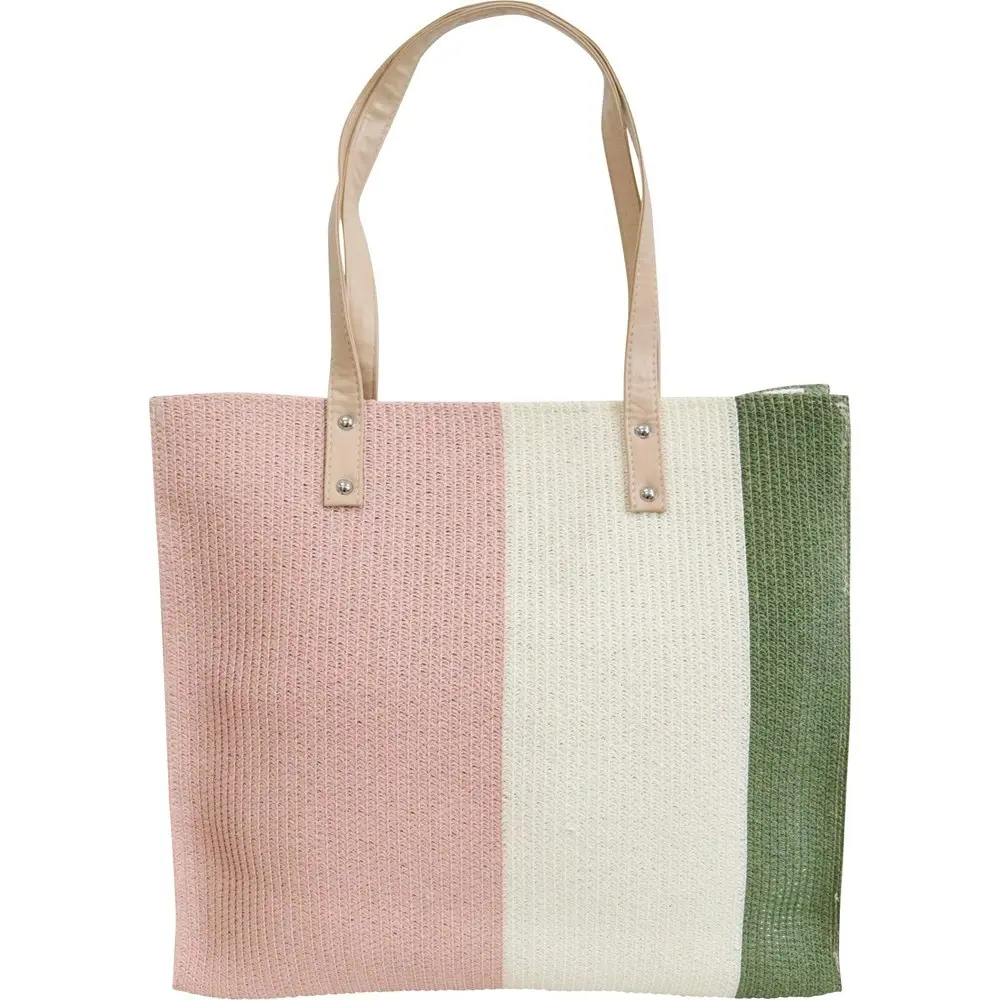 2x LVD Women's/Ladies Woven Carry Tote Shoulder Bag/Handbag 37x37cm Square Sage