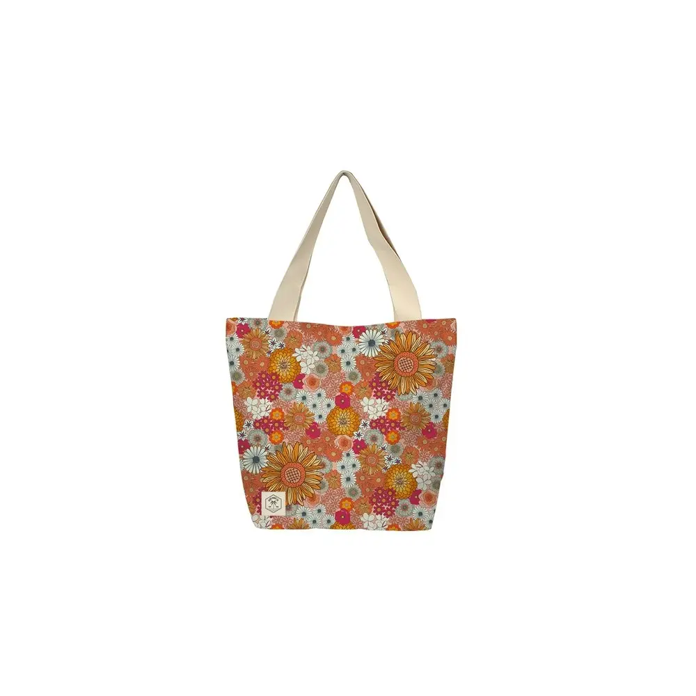 2x Good Vibes Beach Bag  w/Inner Pocket Zip Clsure Retro Summer Print 50x42x15cm