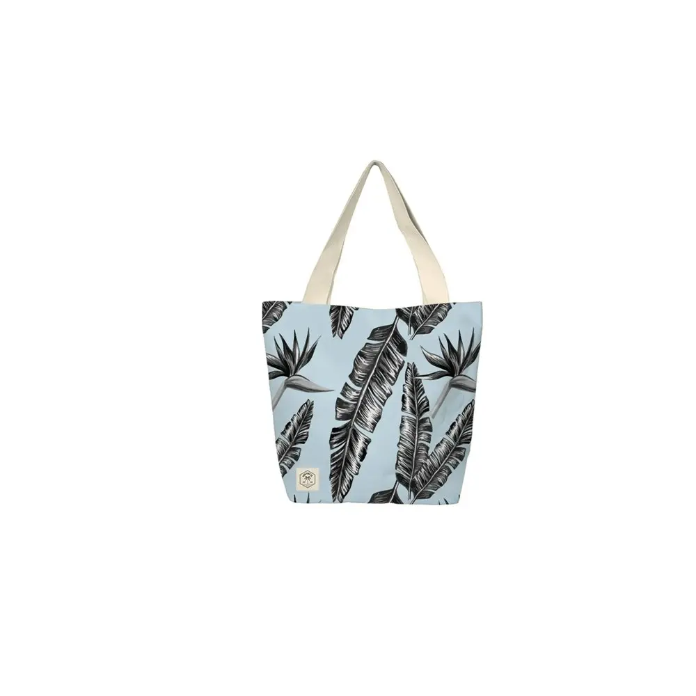 2x Good Vibes Beach Bag  w/Inner Pocket Zip Closr Sorrento Palm Print 50x42x15cm