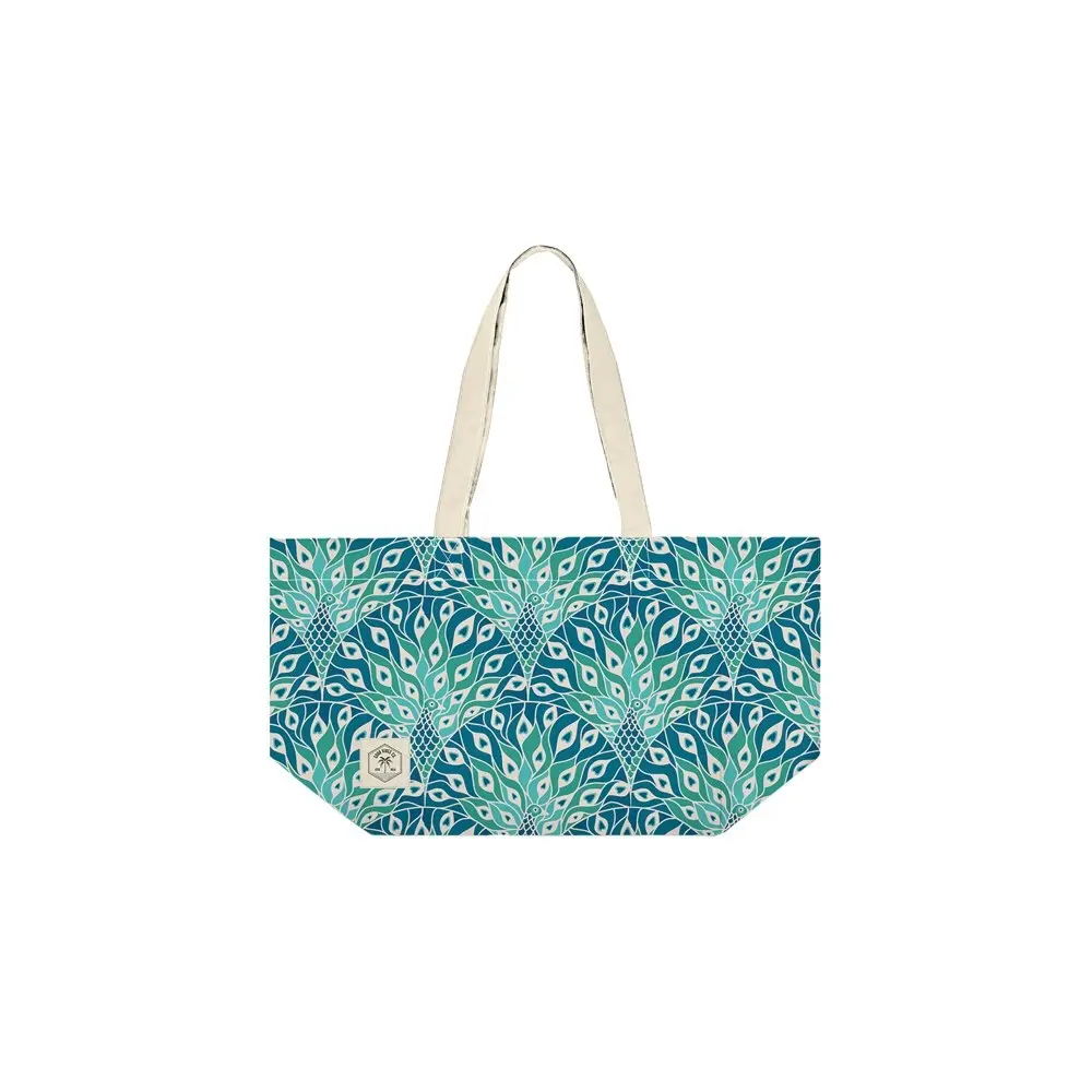 2x Good Vibes Everyday Eco Folding Tote Bag Peacock Paradise Print 34x38x20cm