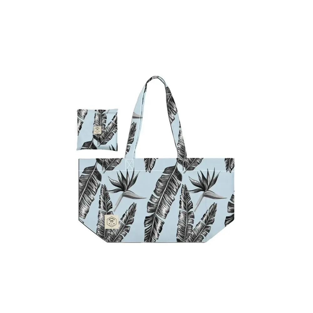 2x Good Vibes Everyday Durable Eco Folding Tote Bag Sorrento Palm 34x38x20cm