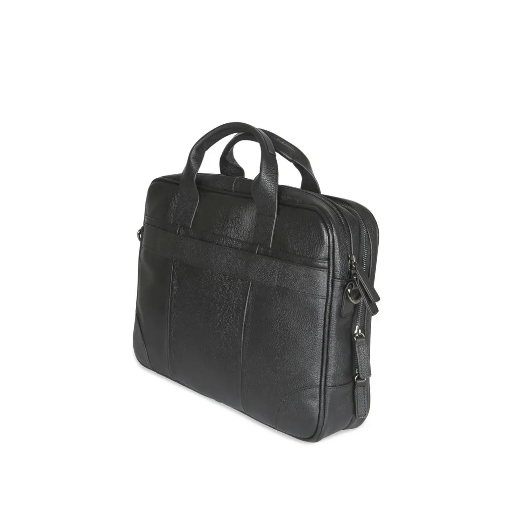 Ben Sherman Men's Leather Briefcase Satchel Messenger Laptop Shoulder Bag Black