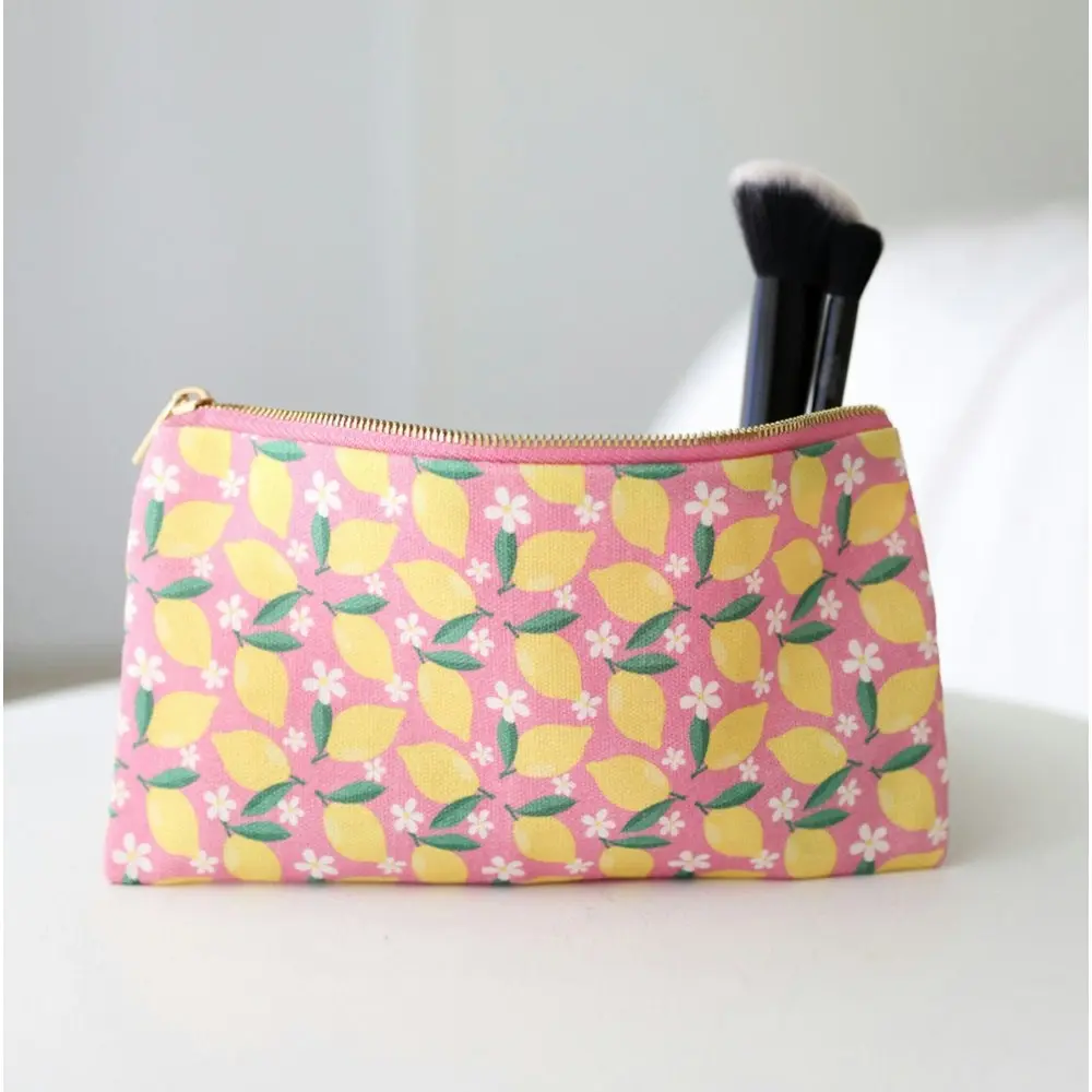 2x Splosh Handbag Accessories Organiser Storage Pouch 20x11cm Lemon Print