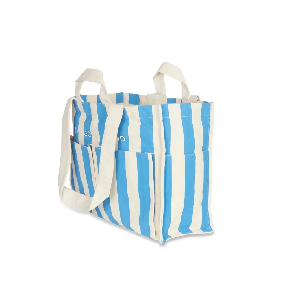 The Good Brand Women's Cotton 40cm Everyday Bag Portrait Bright Blue Stripe