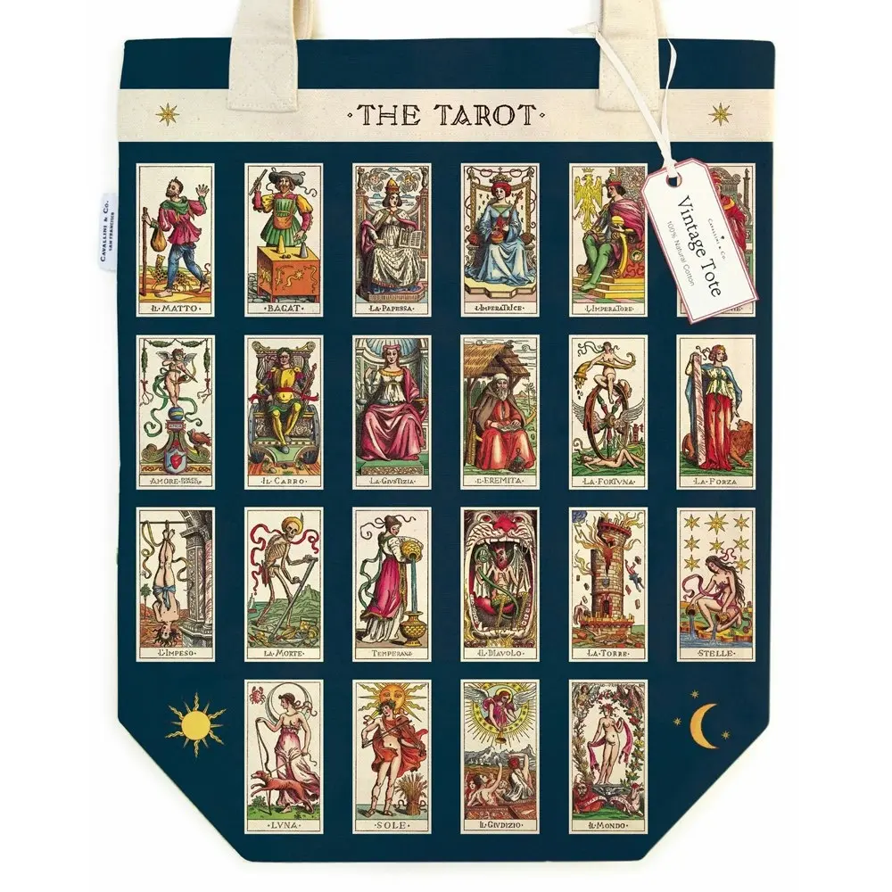 Cavallini Cotton Tote Bag Travel/Shopping Carry All Handbag 33x40cm Tarot