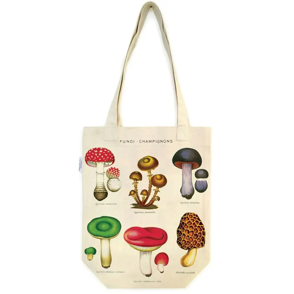 2x Cavallini Cotton Tote Bag Travel/Shopping Carry Handbag 33x40cm Mushrooms