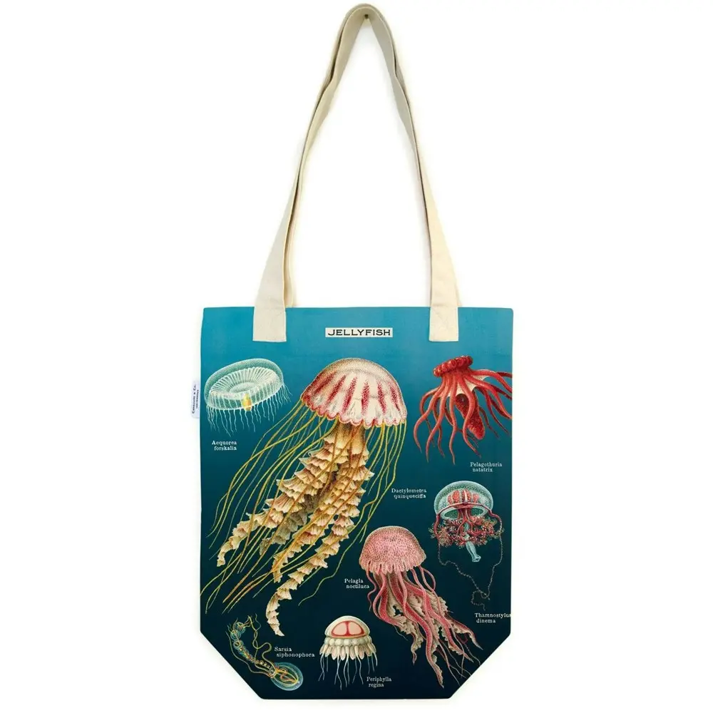 2x Cavallini Cotton Tote Bag Travel/Shopping Carry Handbag 33x40cm Jellyfish