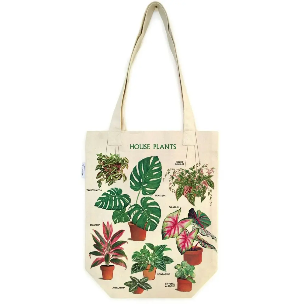 2x Cavallini Cotton Tote Bag Travel/Shopping Carry Handbag 33x40cm House Plants