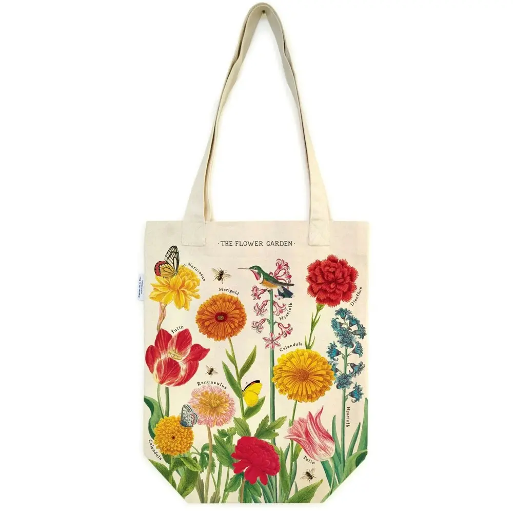 2x Cavallini Cotton Tote Bag Shopping Carry All Handbag 33x40cm Flower Garden