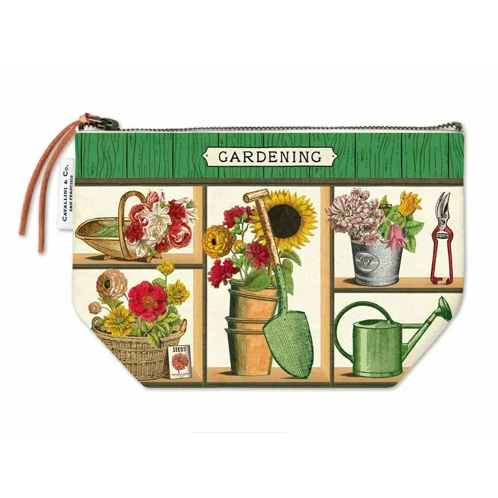 2x Cavallini Cotton Hand Carry Zipped Pouch Storage Organiser Gardening 22x15cm