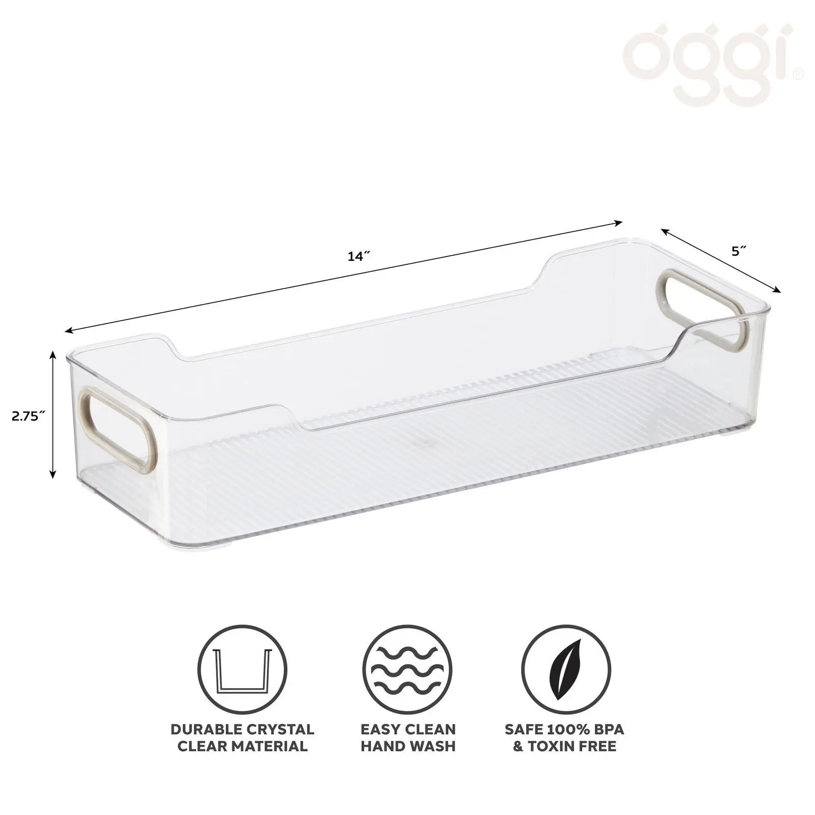 2x Oggi 36x7cm Cabinet Storage Bin Kitchen Food Organiser w/ Soft Grip Handles