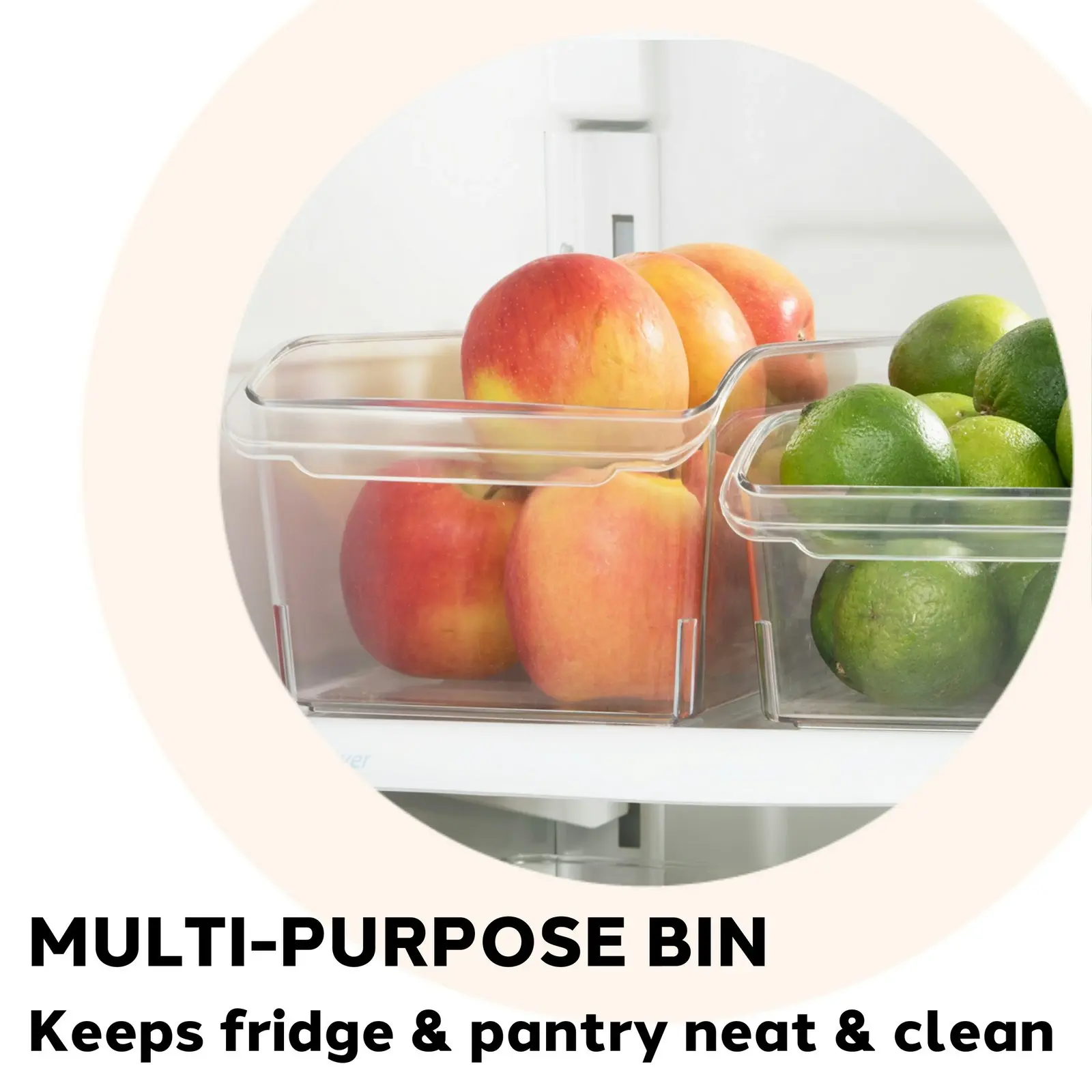 2x Oggi 30cm Storage Bin Food Pantry/Fridge Organiser w/Finger Grip Handle Clear