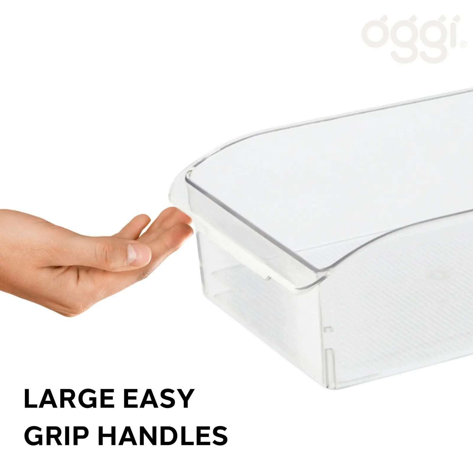 2x Oggi 30cm Storage Bin Food Pantry/Fridge Organiser w/Finger Grip Handle Clear