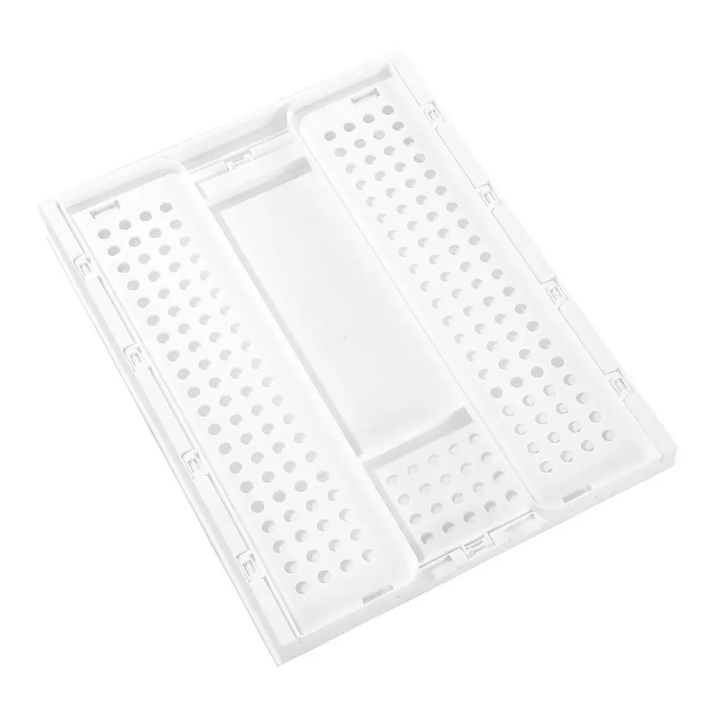 2x Boxsweden Foldaway 42.5x14cm Stackable Storage Basket/Organiser Medium White