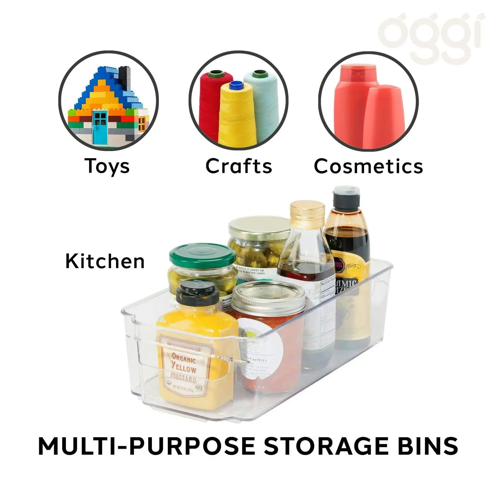 2x Oggi 32cm Stackable Storage Bin Home/Kitchen Food/Snack Organiser w/ Handles