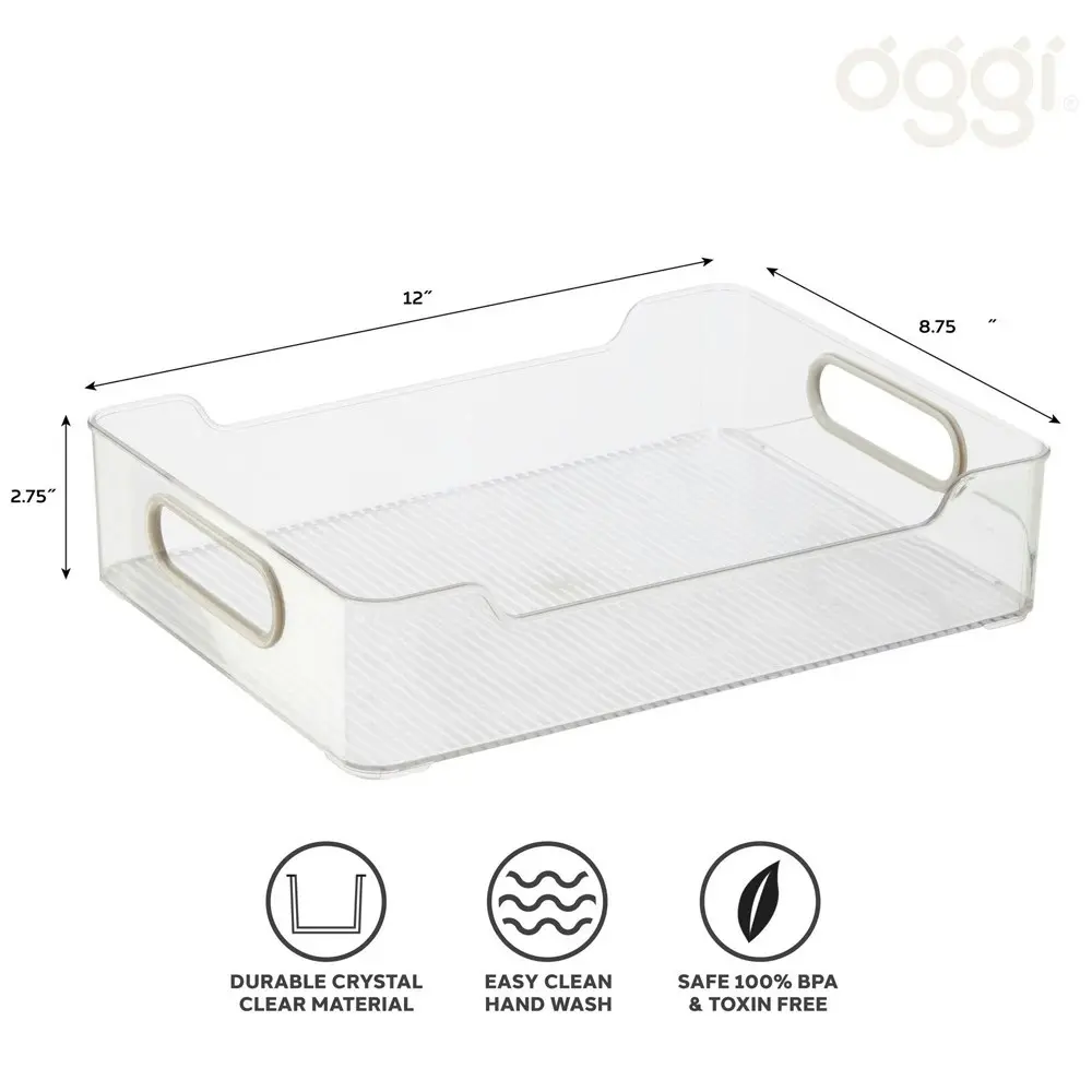 2x Oggi 30x22cm Cabinet Storage Bin Kitchen Food Organiser w/ Soft Grip Handles