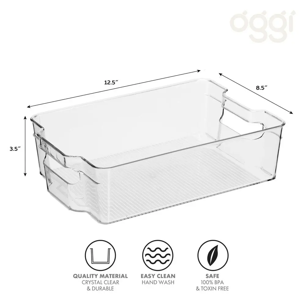 2x Oggi 16cm Stackable Storage Bin Home/Kitchen Food/Snack Organiser w/ Handles