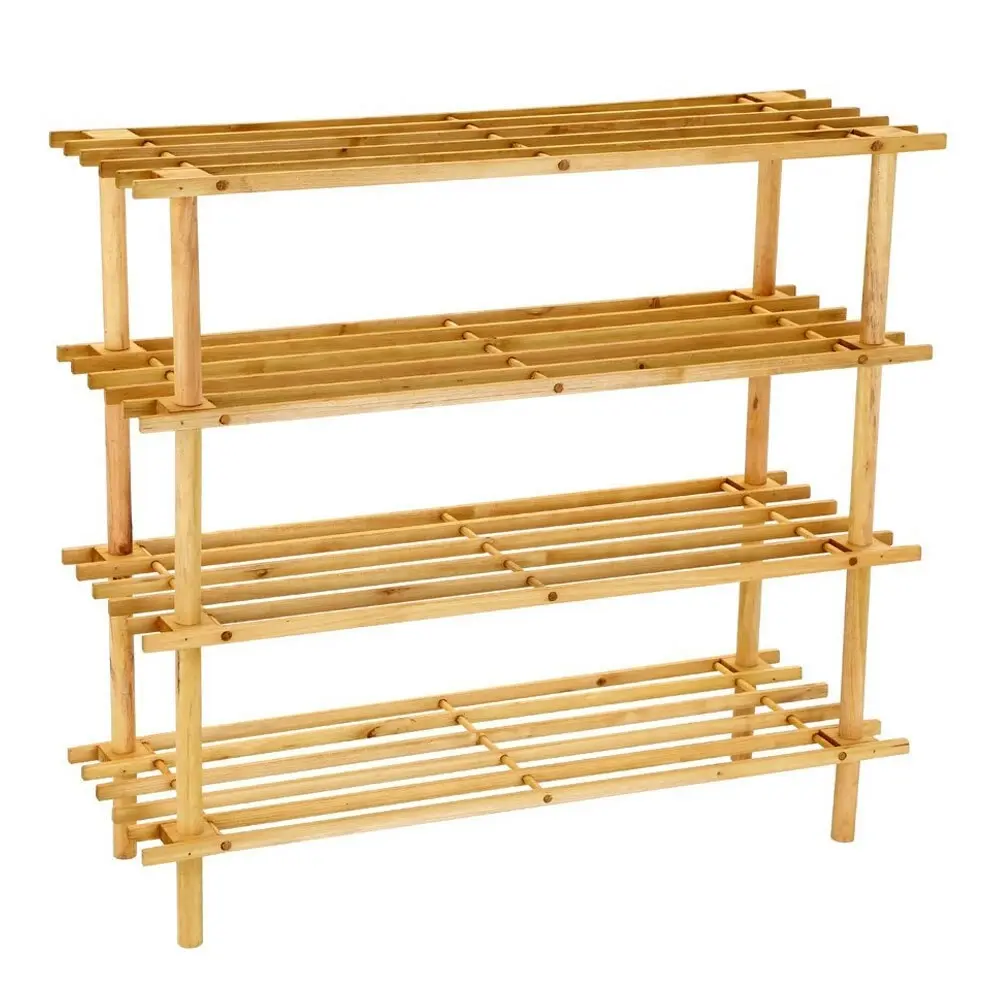 2PK Boxsweden 4 Tier 74cm Wooden Shoe Rack Wood Storage Home Organiser Stand BR