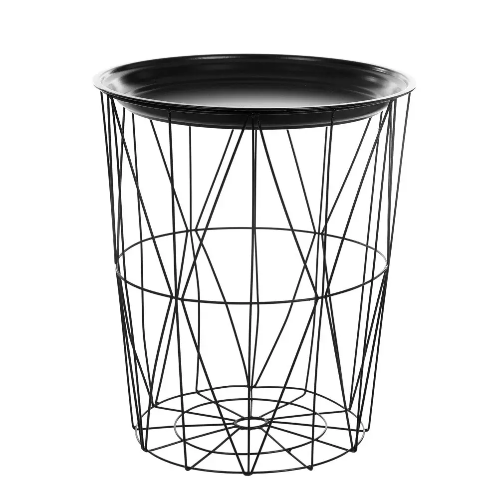 2x Boxsweden Toska Wire 46cm Storage Basket/Holder w/ Metal Top Side Table Black