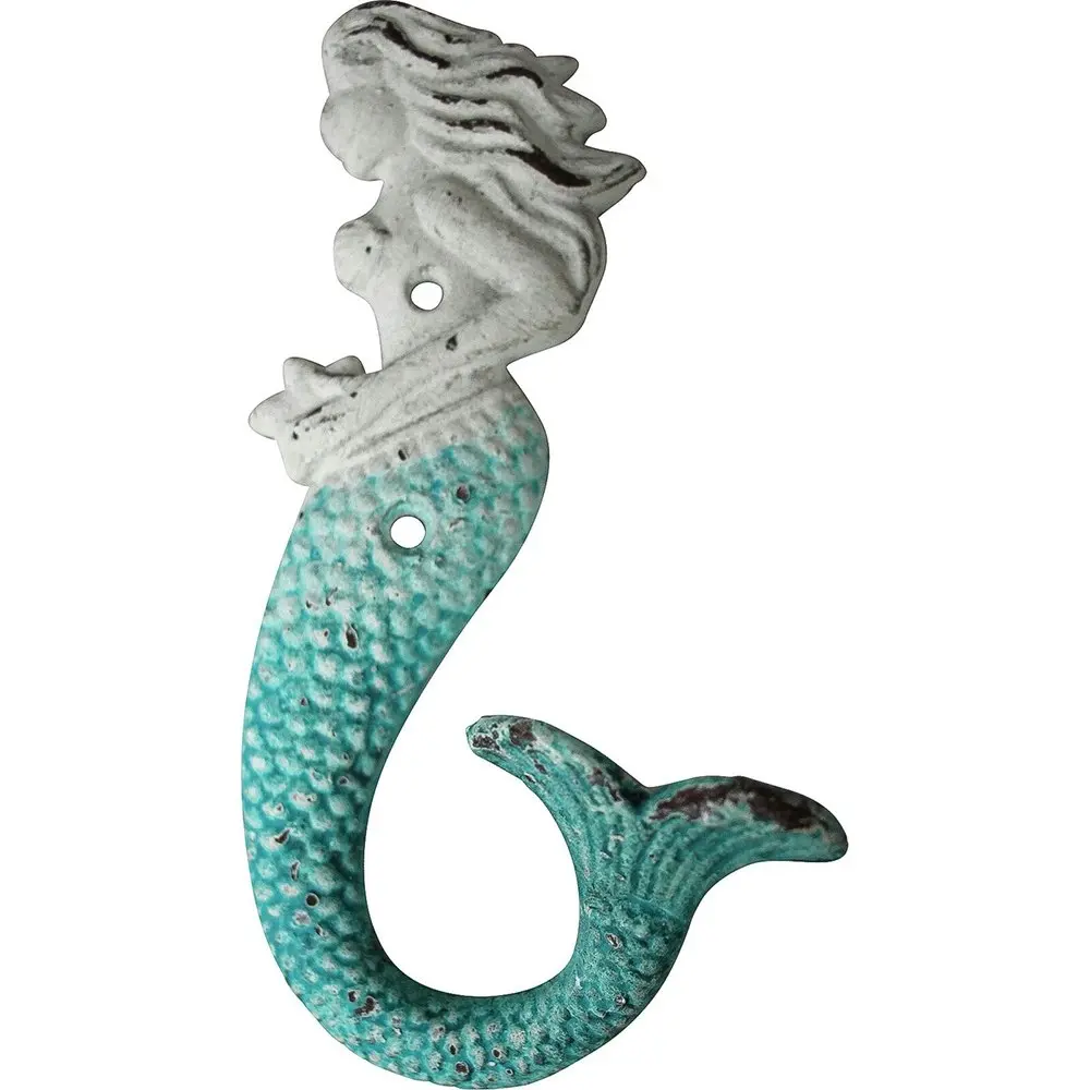 4x LVD Hook Mermaid Lblue Decorative Wall Hangers Home Organisation 10x17.5cm