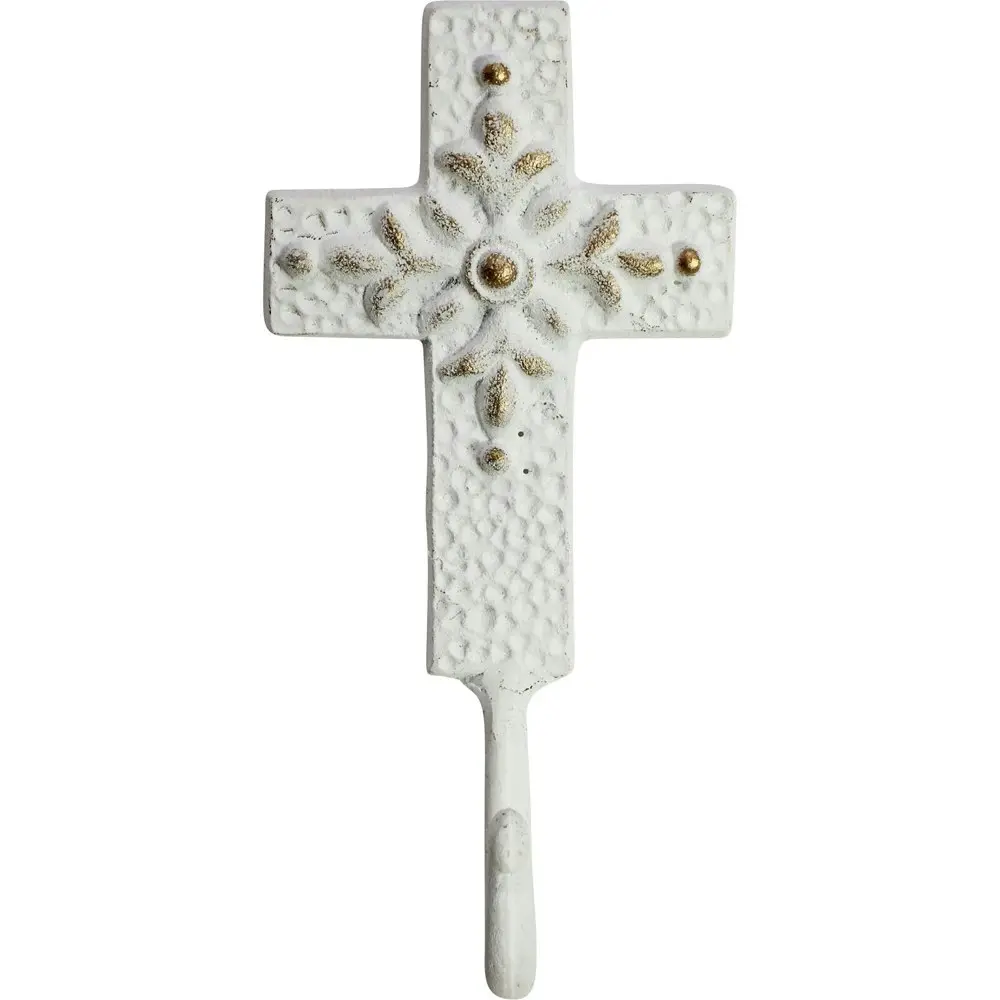 4x LVD Metal Hook Cross Classic Decorative Home Decor Organisation 9x18cm White