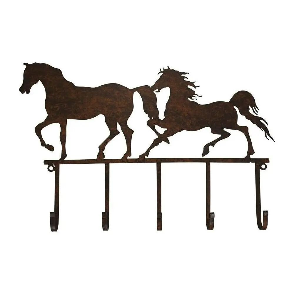 2x LVD Metal Hooks Running Horses Rustic Decorative Home Decor Organisation