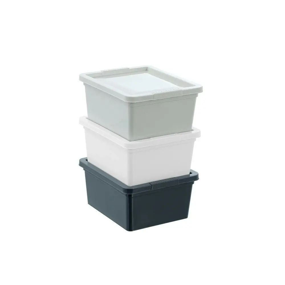 24x Boxsweden Essentials 2L/19cm Stackable Tub w/ Lid Storage Organiser Assorted