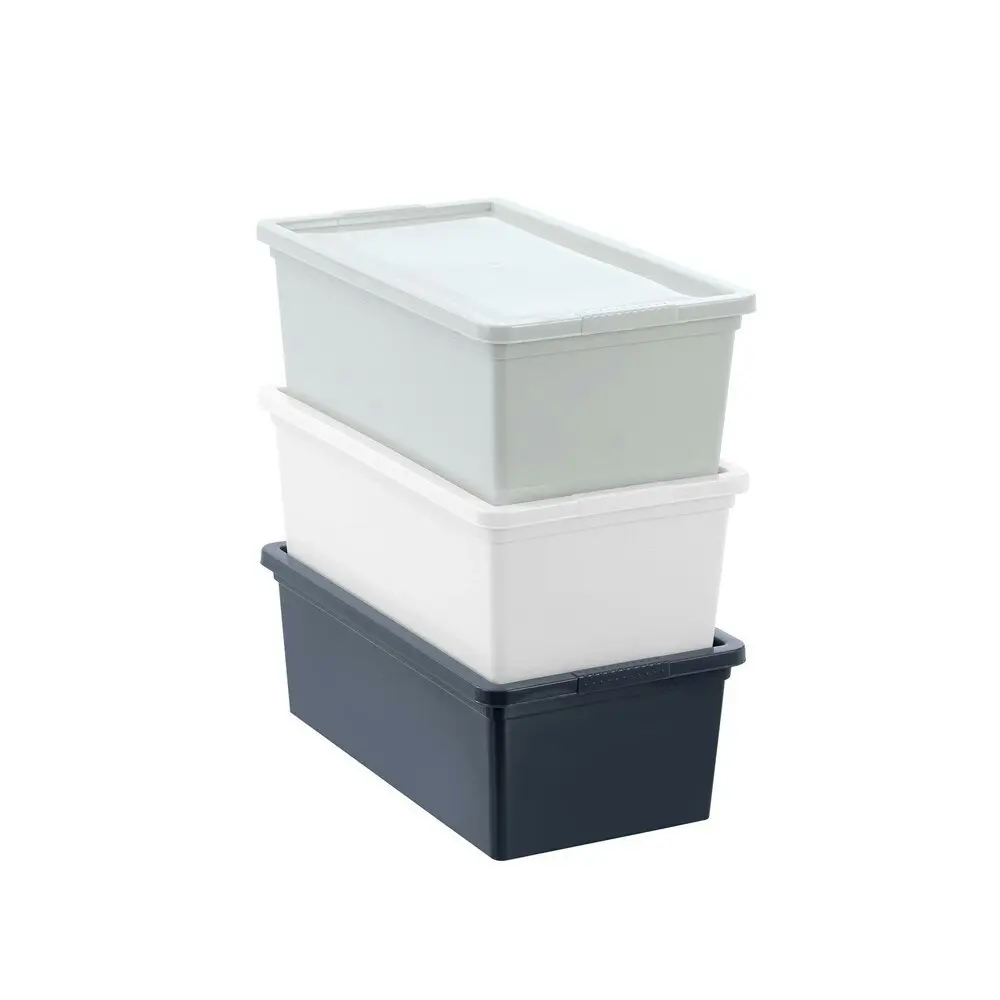 24x Boxsweden Essentials 6L/33.5cm Stackable Tub w/ Lid Storage Organiser Assort