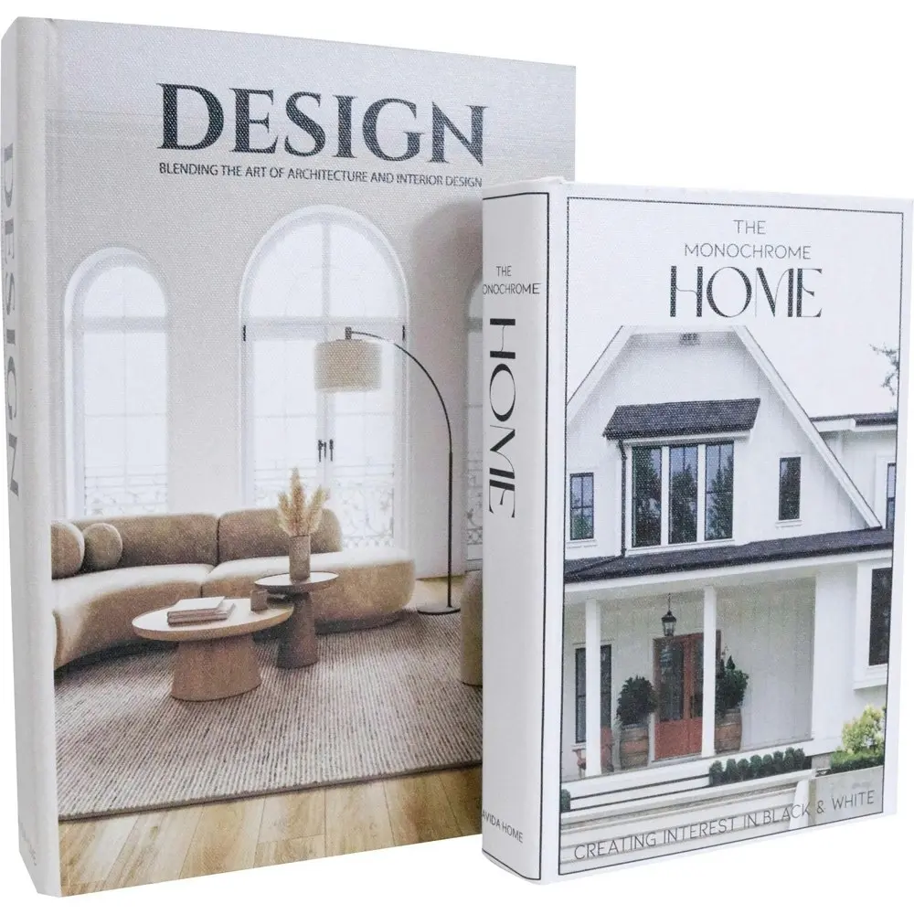 2x 2pc LVD Design Homes MDF/Canvas Book Box Living Room Decor Set 24cm/29cm