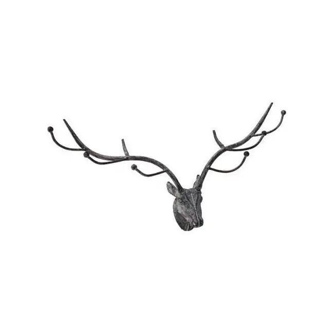 2x LVD Metal Decorative Hooks Antler Deer Hanger Home/Office Decor 39.37cm BLK