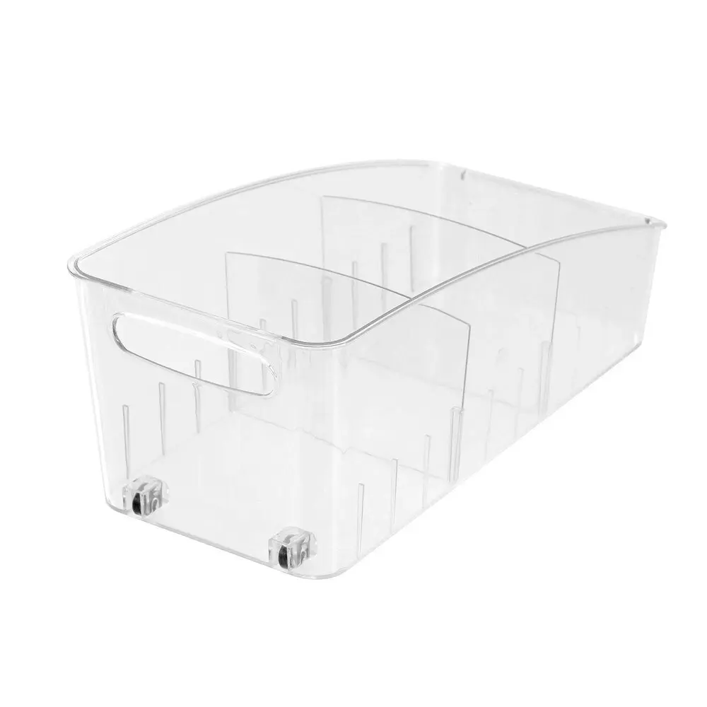 12x Boxsweden Crystal Roll Out Tray Storage Organiser w/ Dividers 38x16.5cm CLR