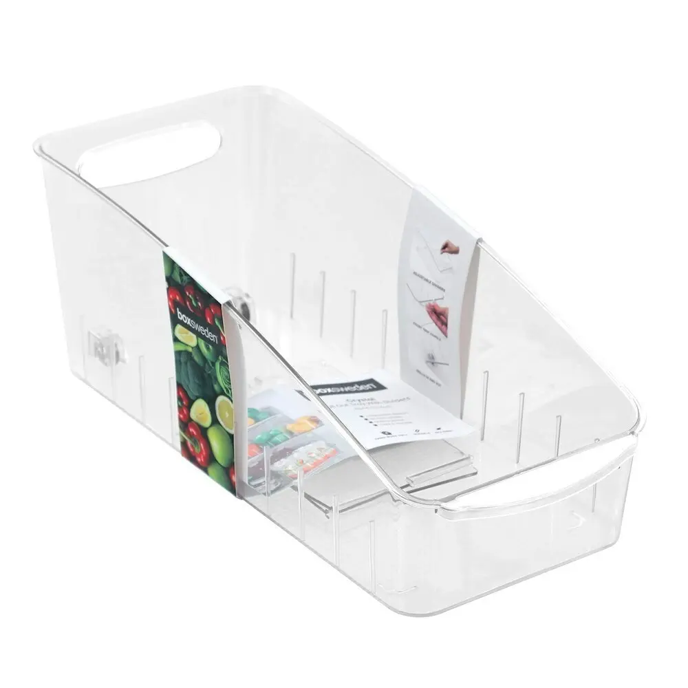 12x Boxsweden Crystal Roll Out Tray Storage Organiser w/ Dividers 38x16.5cm CLR