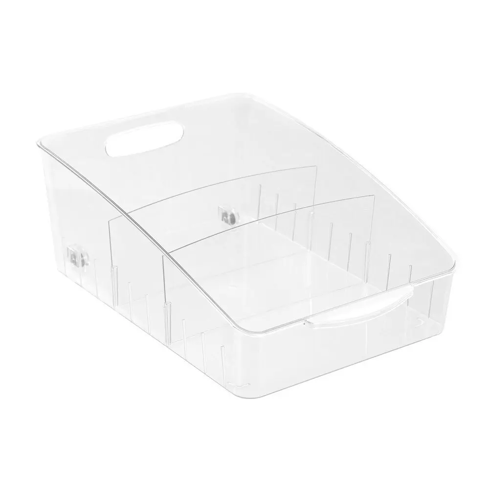 12x Boxsweden Crystal Roll Out Tray Storage Organiser w/ Dividers 38x27cm Clear