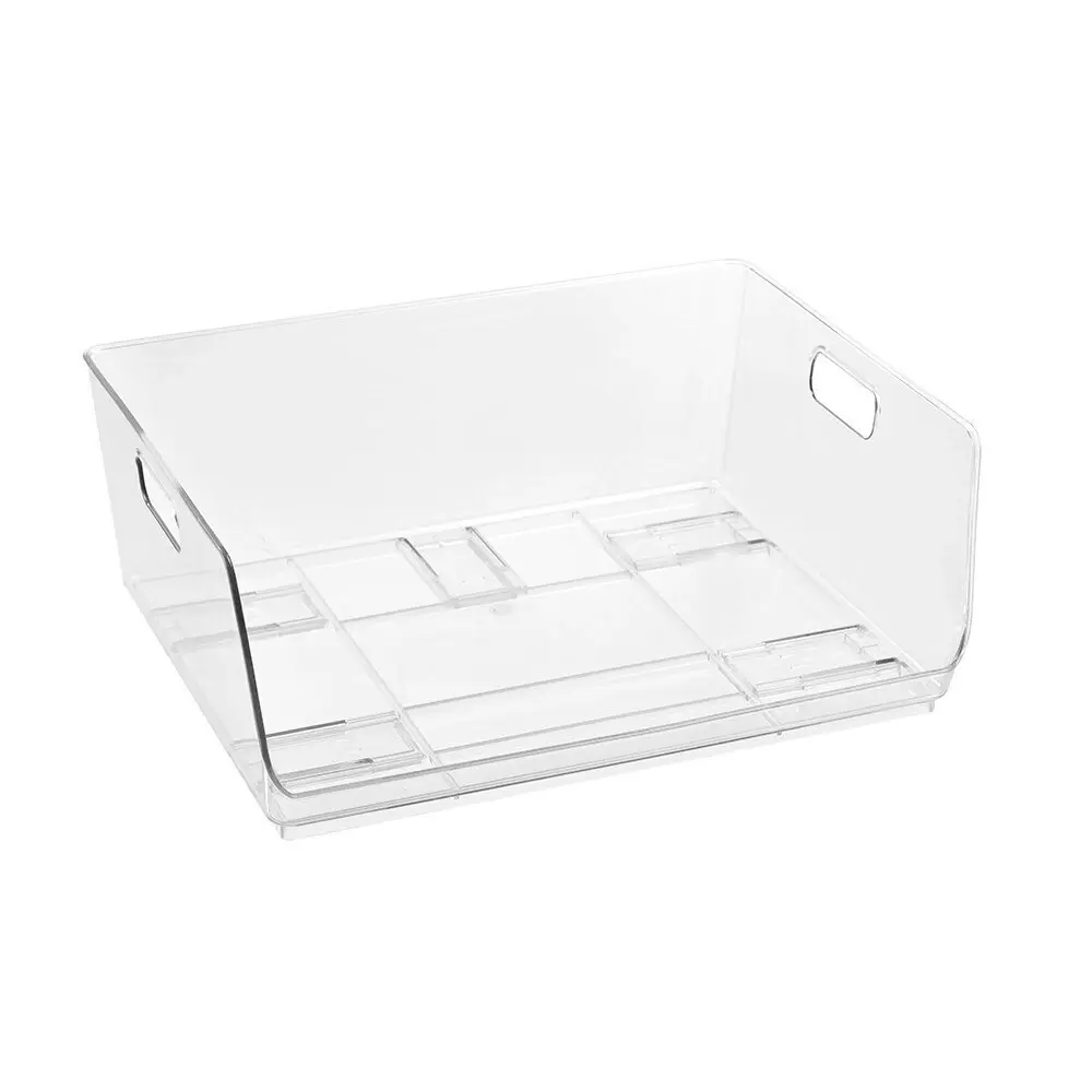 8x Boxsweden Crystal Stacking Bin Storage Home Organiser Large 40.5x30.5cm CLR