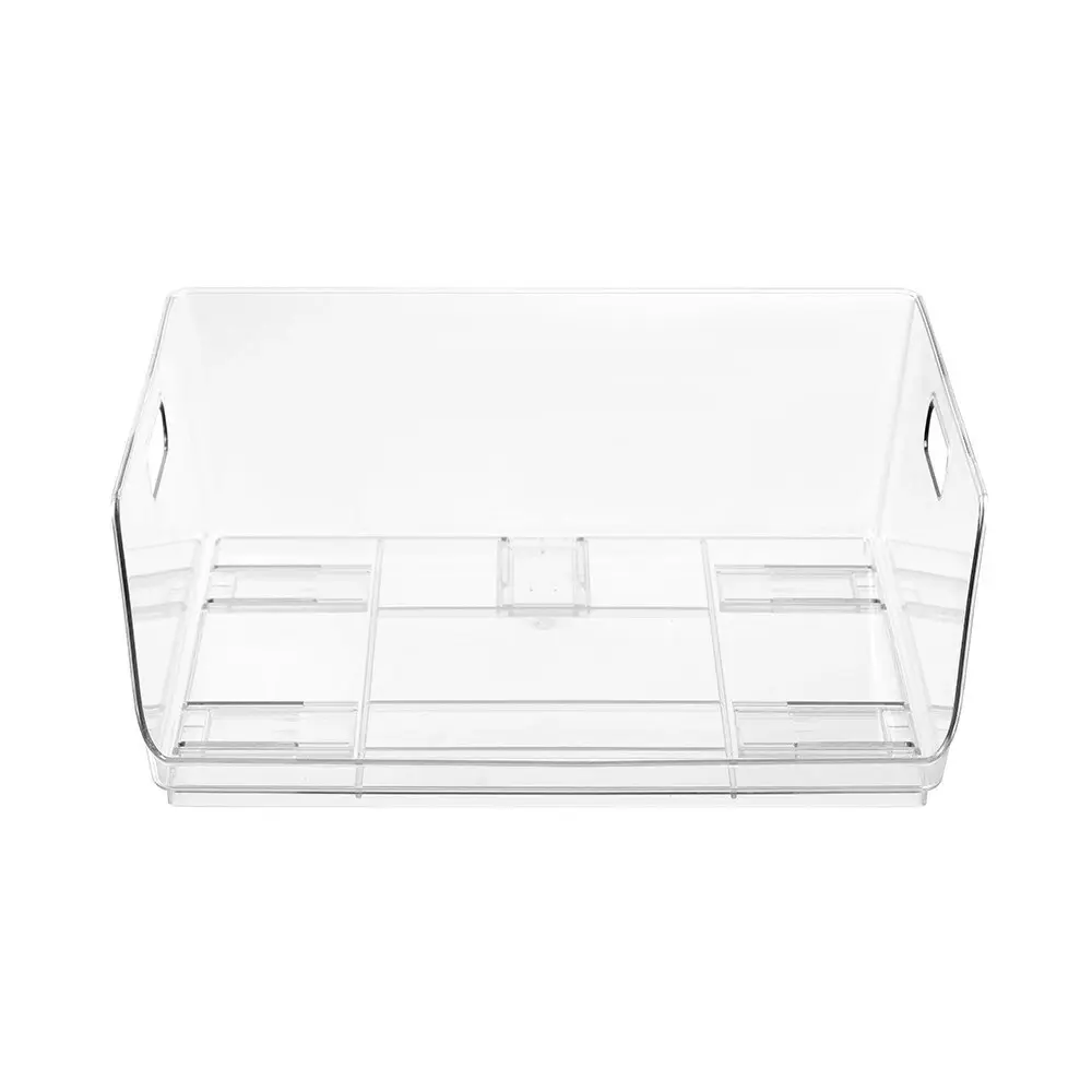 8x Boxsweden Crystal Stacking Bin Storage Home Organiser Large 40.5x30.5cm CLR