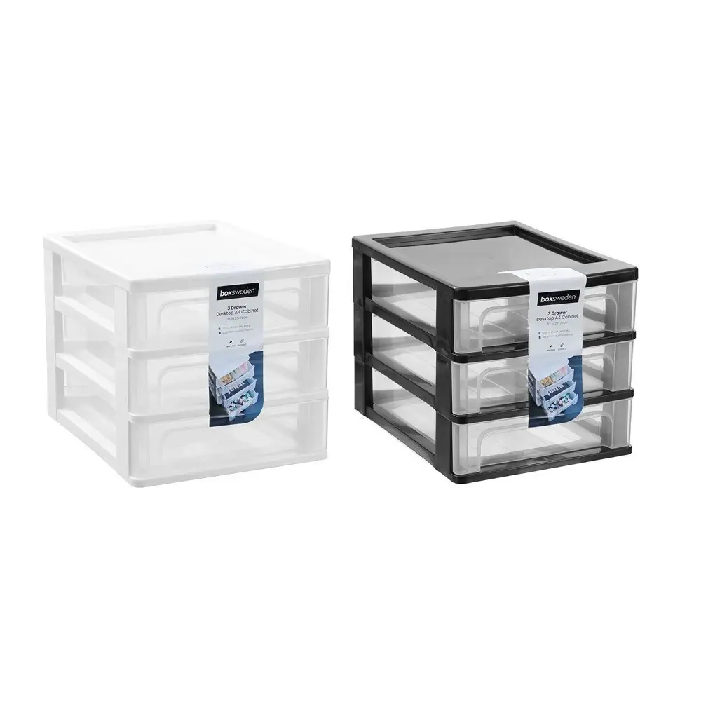 4x Boxsweden A4 Desktop 3-Drawer Unit Storage Home Organiser 33.5x26cm Assorted