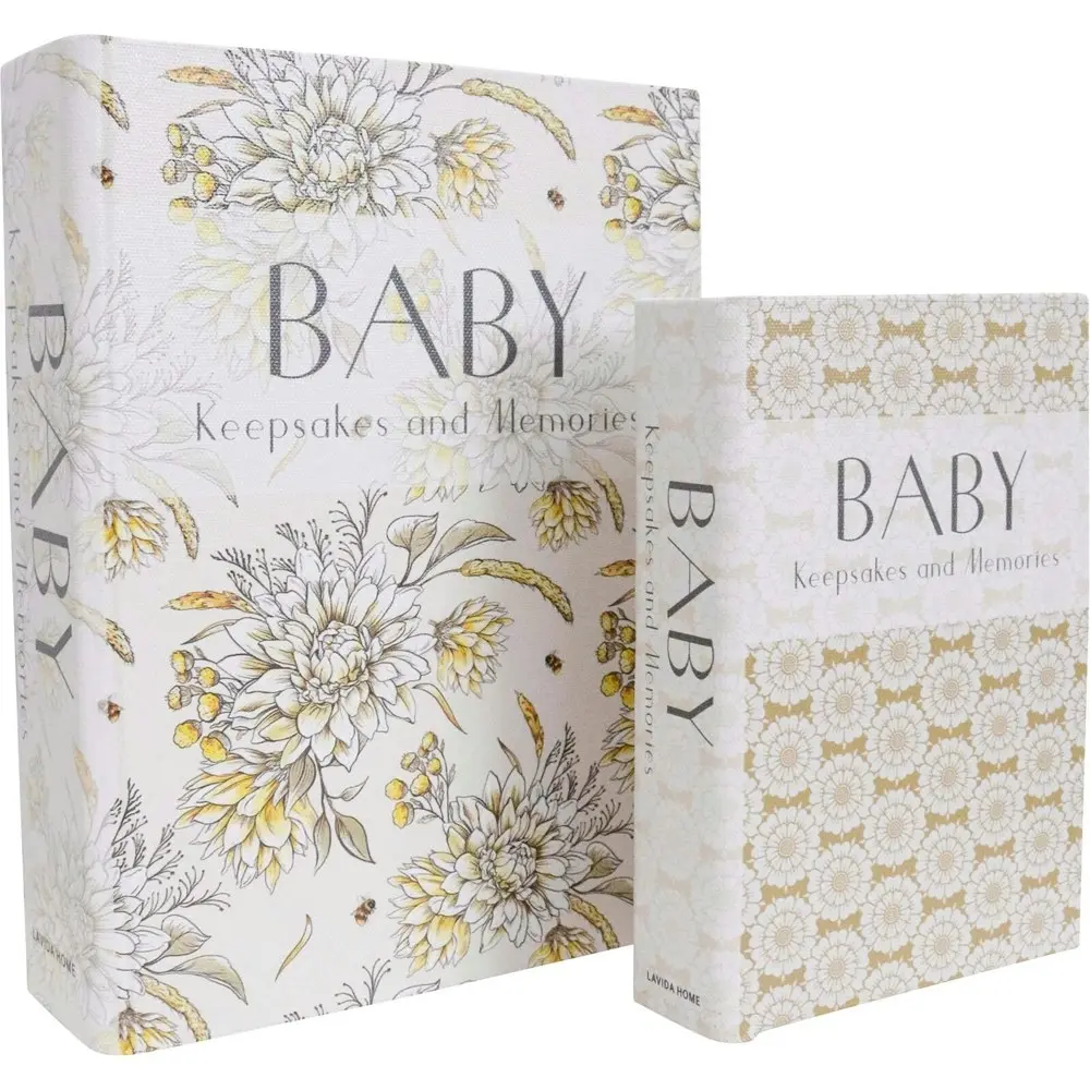 2x 2pc LVD Baby Memories MDF Book Box Home Room Tabletop Decor Set 18cm/24cm